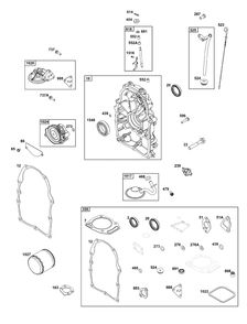 Crankcase Cover/Sump And Lubrication Group Diagram and Parts List for 356447-0701-B5 200000 - 399999 Briggs and Stratton Engine